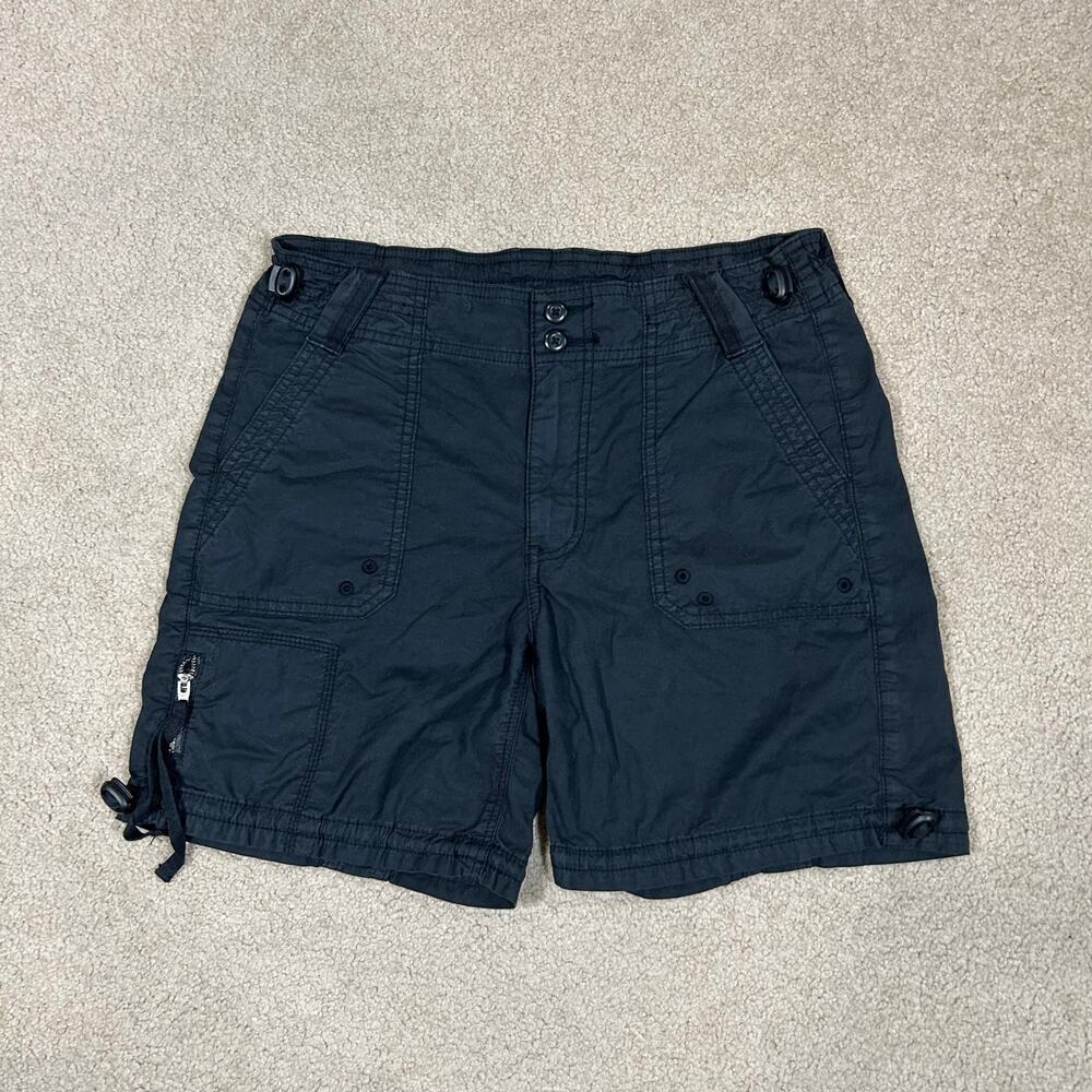 American Eagle Blue Flat Front Shorts Casual Mid Rise Stretch Womens Size 28